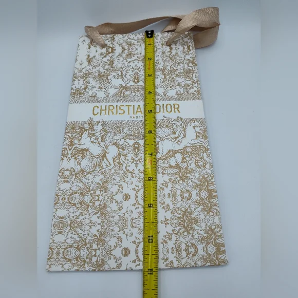 Christian Dior Gold Toile de Jouy Gift Bag Holiday Luxury Boutique Packaging - Picture 3 of 4